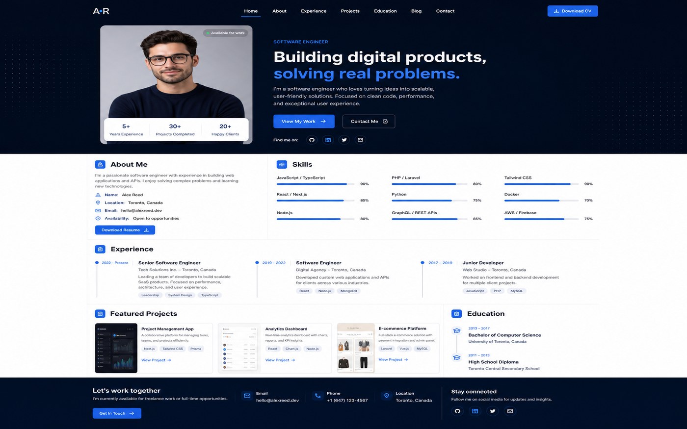 A personal CV site with website preview